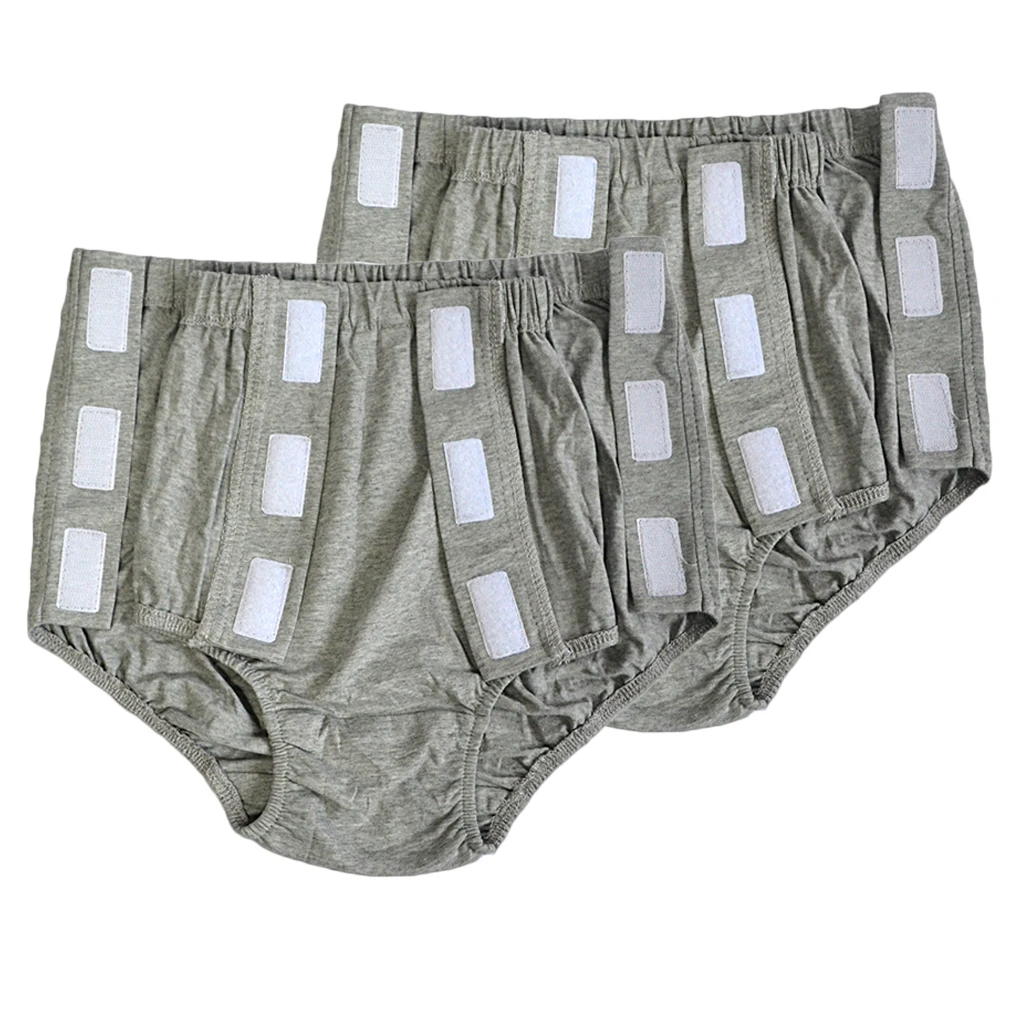2pcs Reusable Incontinence Briefs Snap-On Underpants Pants Cotton Underwear Washable for Adults Men, Easy to Wear XXL