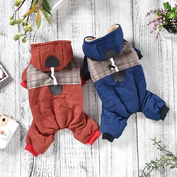 

Cute Button Designer Dog Clothes Red Blue Winter Thick Pet Jacket For Puppy Small Medium Animal Four Legs Overall Chihuahua Pugs