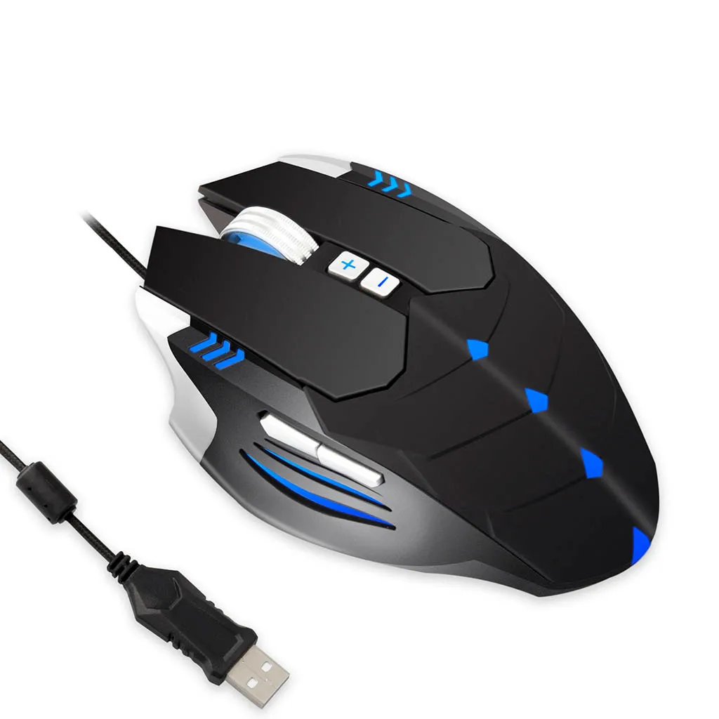 OMESHIN PGame мышь Проводная 4800 dpi программируемая 6 цветов дыхательный светильник 7 кнопок эргономичная игровая мышь профессиональная игровая мышка - Цвет: Синий