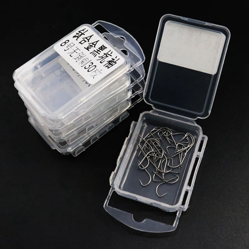 30pcs Fishing Lure Spare Hook Single Fish Lure Hooks Inline Hook Big Eye Size12 10 8 6 4 2 Sharp High Carbon Steel Tool