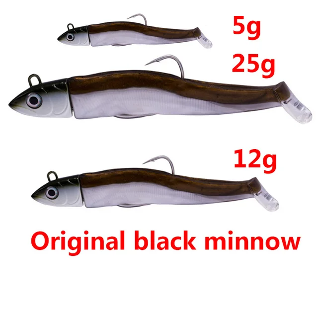 US $3.74 Hunthouse original black minnow 5g 12g 25g fishing lure soft pike bait bass trout zander muskies fi
