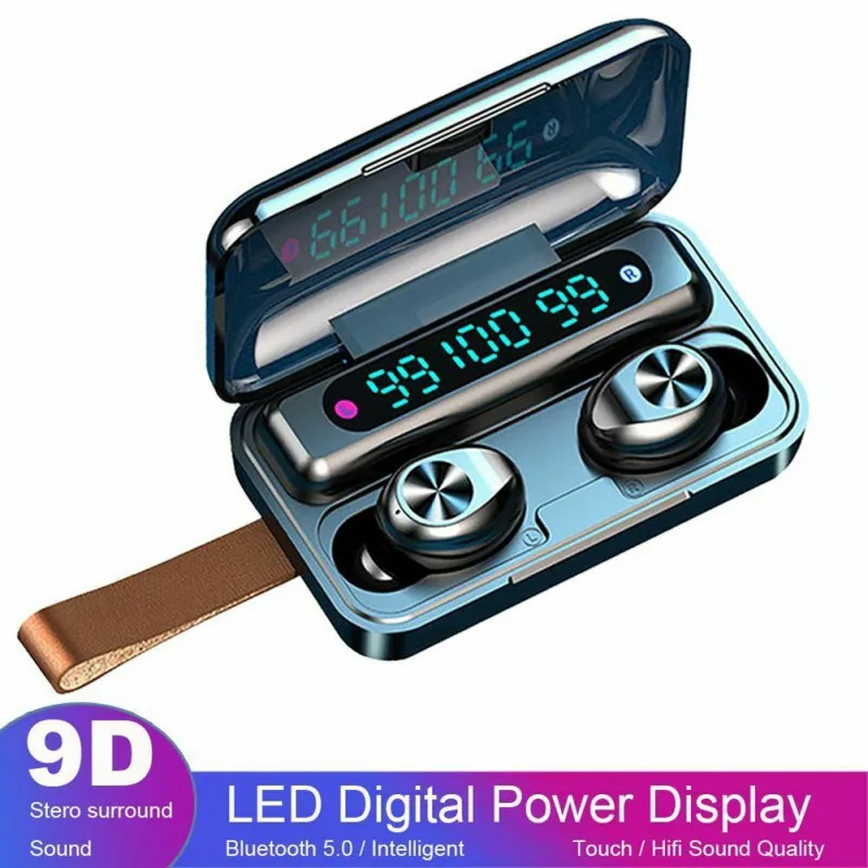 F9 12 Wireless Bluetooth Earphones Sport Wireless Earbuds Led Display Touch Control Stereo Earphones With Microphone