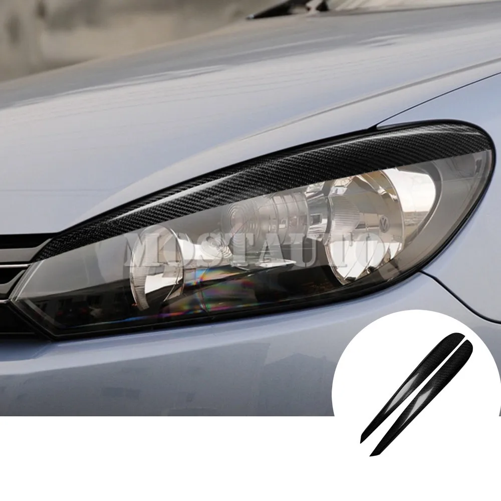 

2 шт., накладки на передние фары из углеродного волокна для Volkswagen VW Golf 6 MK6 GTI 2008-2012