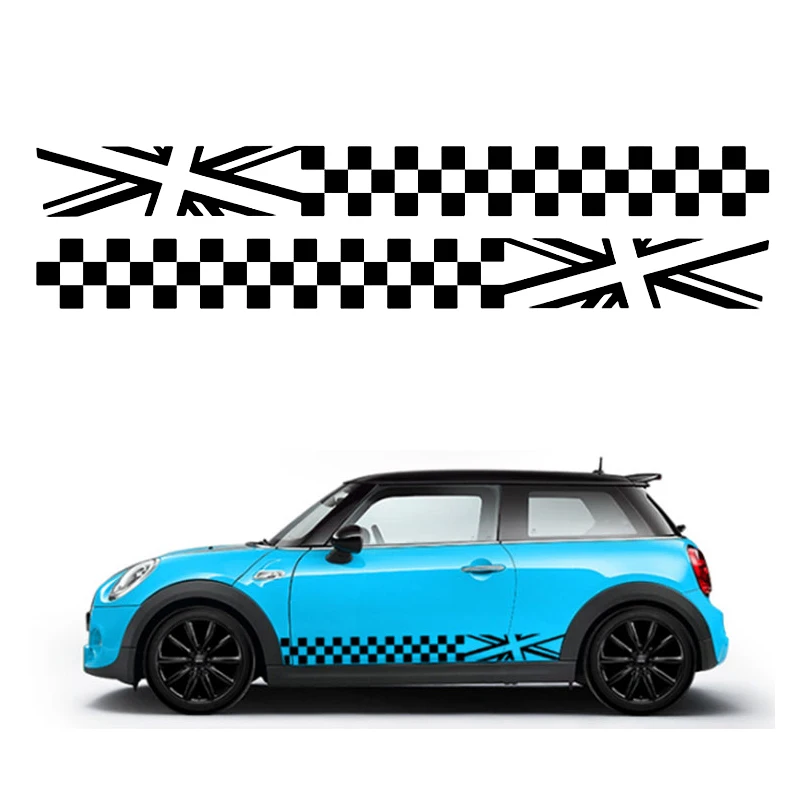 

For MINI COOPER R55 R56 R60 F55 R50 R52 R53 F56 Side Decal Checker Cooper S Side Racing Stripes Black Red Silver White