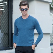 Шерсть модный брендовый свитер для мужчин s пуловер с v-образным вырезом Приталенный джемпер вязаный осенний корейский стиль повседневная мужская одежда