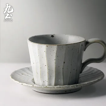 

Porcelain Coffee Cup Set with Handle Japan Pottery Tea Cups Handmade Textured Ceramic Tasse Porcelaine Home Container LL50CC