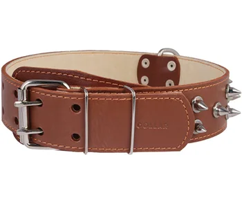 

COLLAR Leather Collar for dogs with spiked brown double 45 mm 56 - 68 cm Collar