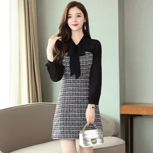 Платье с длинными рукавами для фотосессии, стиль, осень и зима, короткий рост, молодой ветер, женское платье, шикарное, корейский стиль, элегантное, Slimm