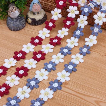 

39 Y grey polyester Flower colorful Embroidered Fabric Lace Trim Ribbon Handmade DIY Sewing Craft For Costume Hat Decoration