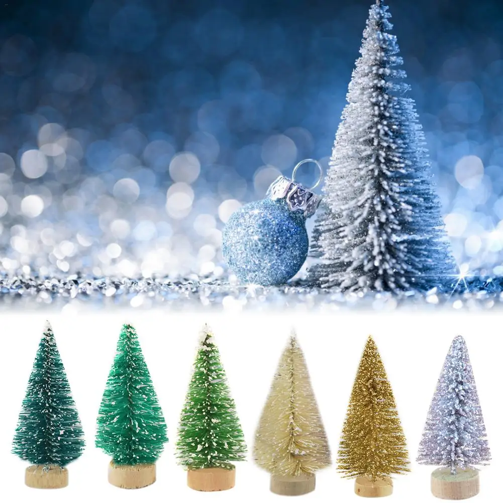 12pcs Mini Christmas Tree Pine Tree DIY Christmas Decorations For Home Table Navidad Xmas Ornaments New Year Decor Kids Gift