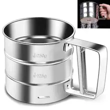 Hand-Held Flour Sifting Tool Steel Semi-Automatic Handheld Flour Sieve Kitchen Baking Accessories Cake Coffee