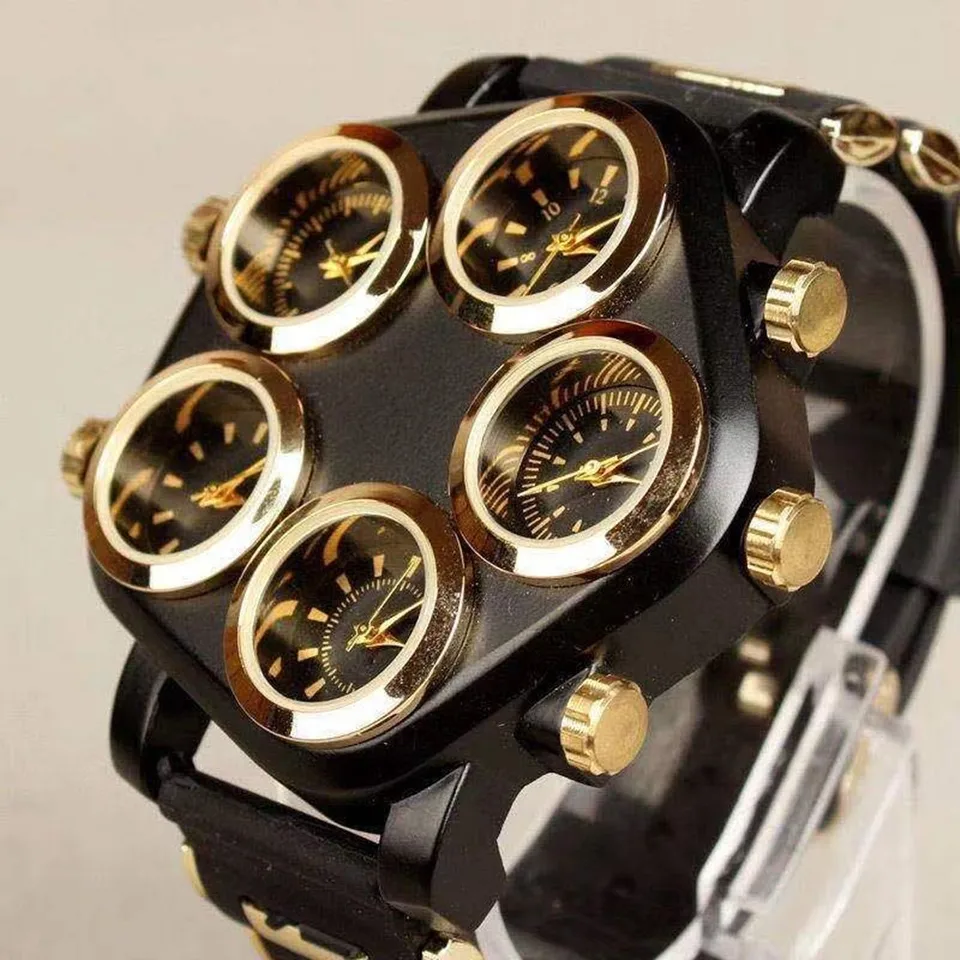 JewelryWe Orologio Uomo Analogico Quarzo Con Doppio Fuso Orario | Quadrante Grande E Cinturino In Pelle | Eleganza Casual