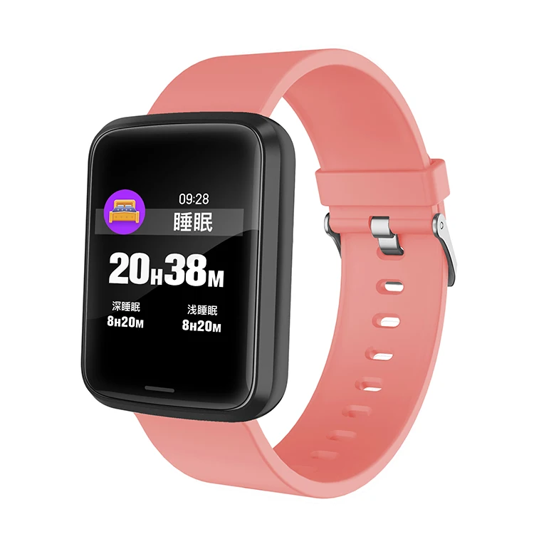 Smart watch P68 band IP67 waterproof smartwatch Dynamic heart rate blood pressure monitor for iPhone Android Sport Health watch - Цвет: Pink leather strap