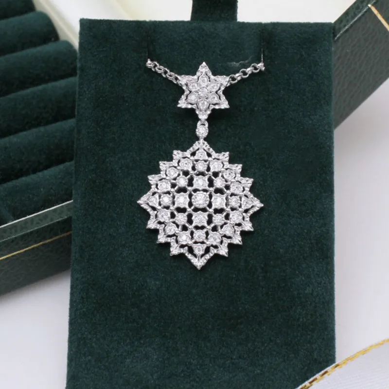 

Cmajor Solid Silver Geometric Rhombus Shape Hollow out Delicate Silver Color Pendant Necklaces For Women For St. Patrick's Day