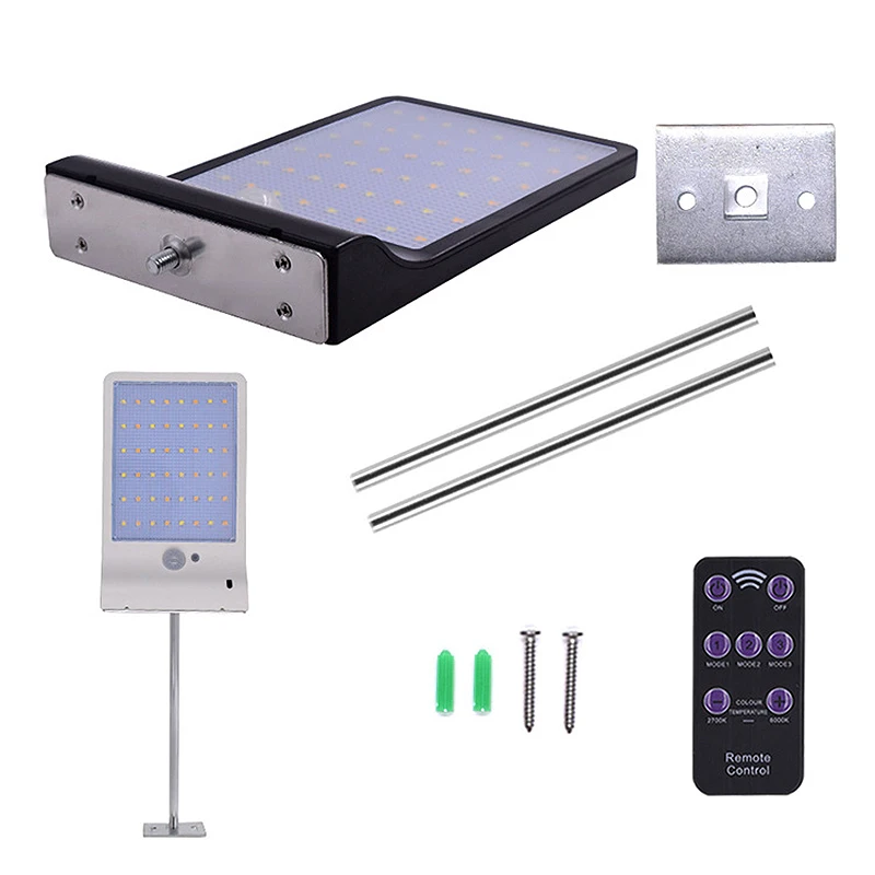 Top-48 Led Solar Lights Color Adjustable Three Modes Waterproof Lights Outdoor Garden Lights Black