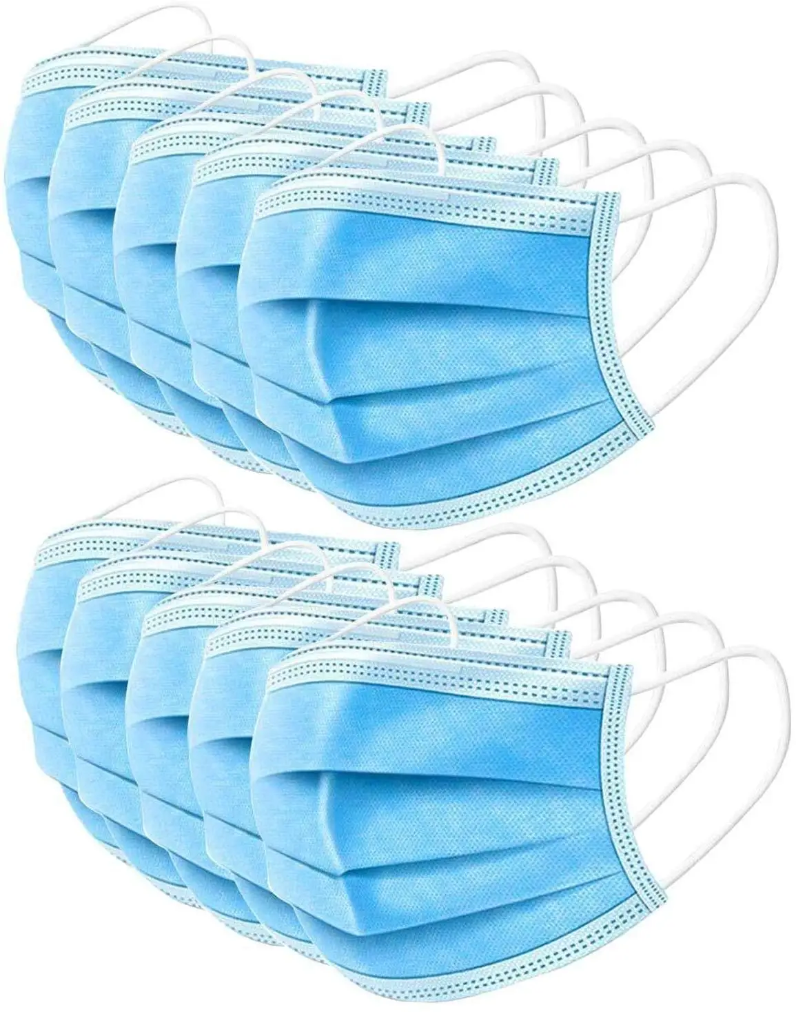 

50PCS Disposable 3-layer non-woven Face Masks with Elastic Ear Loop Dustproof Anti-bacteria Protection Breathing Safety Masks