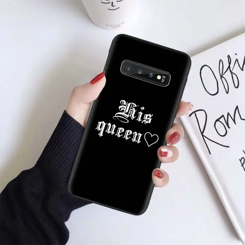 Чехол для влюбленных King queen для samsung Galaxy S10+ Plus Lite Note 10 9 8 S9 S8 J4 J6+ Plus S7 S6 черный чехол для телефона