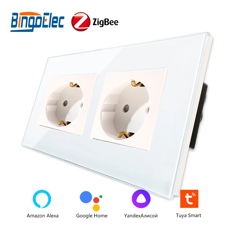 Bingoelec ZigBee Smart Wall Plug 16A Adapter Power Socket APP Remote