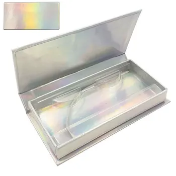

New Holographic Lashes Box with Lash Tray Custom Empty Eyelash Box Container Eyelashes Packaging for15mm- 25mm False Eyelashes