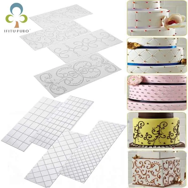 4pcs/Set Grid Transparent Texture Mat Cake Border Decorating Tools Fondant Imprint Mold Baking Cutter ZXH | Дом и сад