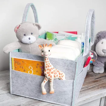 

Storage Bag Organizer Nursery Felt Dual Layer Diapers Baby Tote Multi Pockets Large Capacity