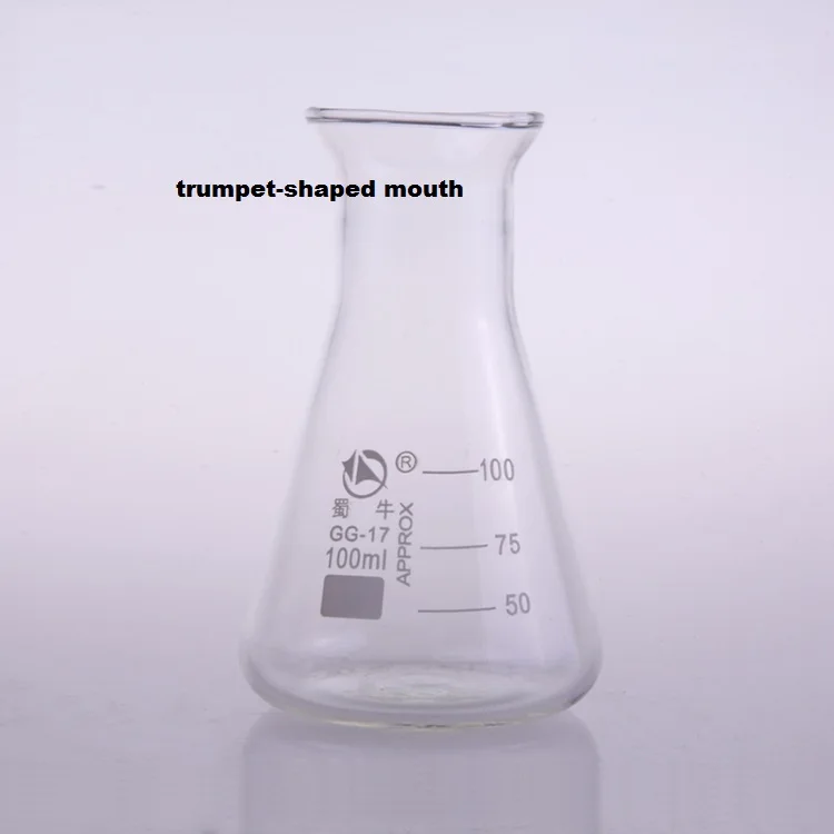 1pc 50-2000ml conical glass trumpet shape mouth flask Laboratory use triangle GG-17 high borosilicate | Канцтовары для офиса и