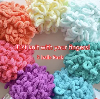 

3balls Chenille Yarn Finger Circle Yarn Hand Weaving Rope Warm Thick Thread For DIY Knitting Blanket Cushion Scarf