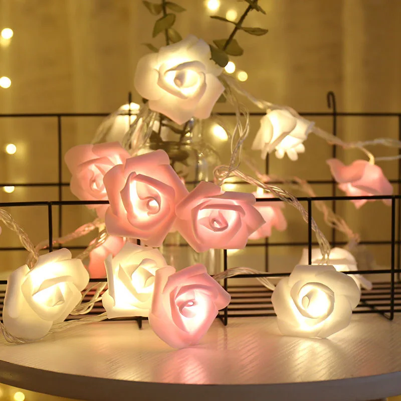 Warm White Flower Light Rose 20 LED Fairy String Lights 3M