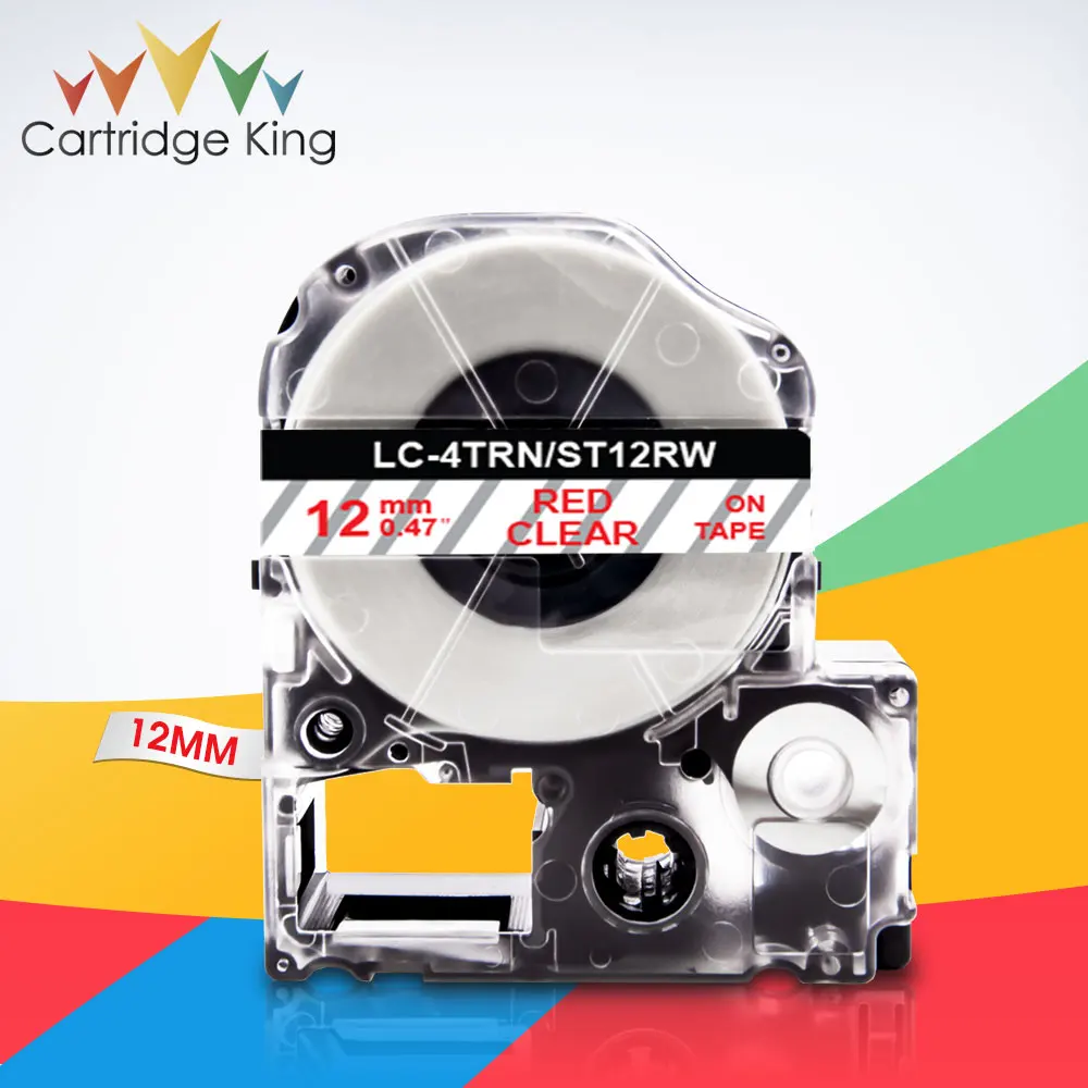 Labeling Tape ST12RW LC 4TRN Red on Clear 12mm Ribbon for Epson LabelWorks LW 300 LW 300L LW