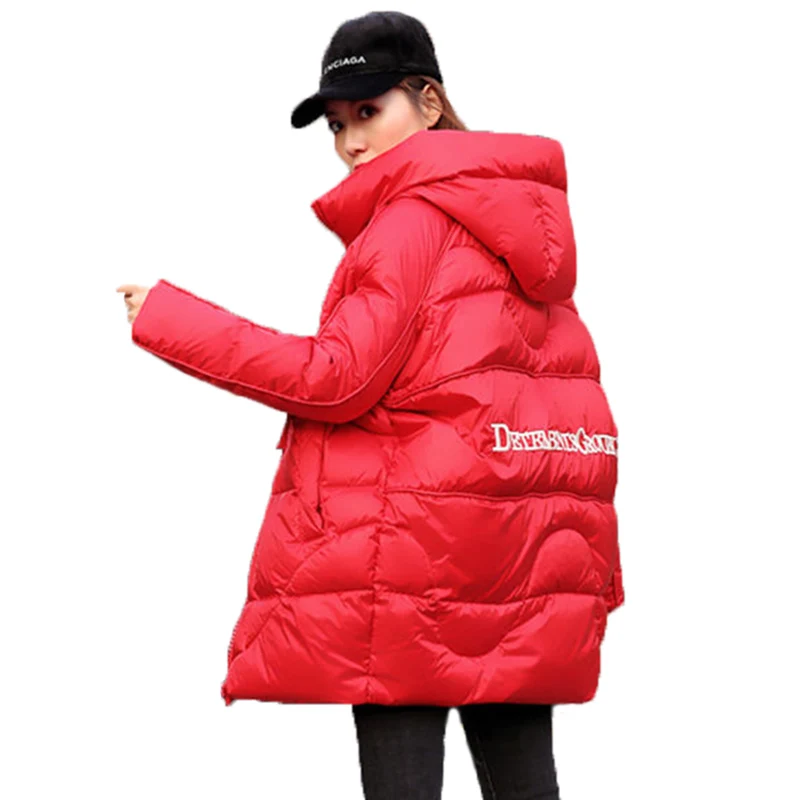Вышитый Зимний пуховик женское длинное приталенное пальто женская верхняя одежда толстый теплый зимний пуховик женская одежда красный