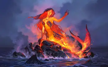 

JMINE Div 5D mermaid fire girl sea ocean Full Diamond Painting cross stitch kits art Portrait 3D paint by diamonds