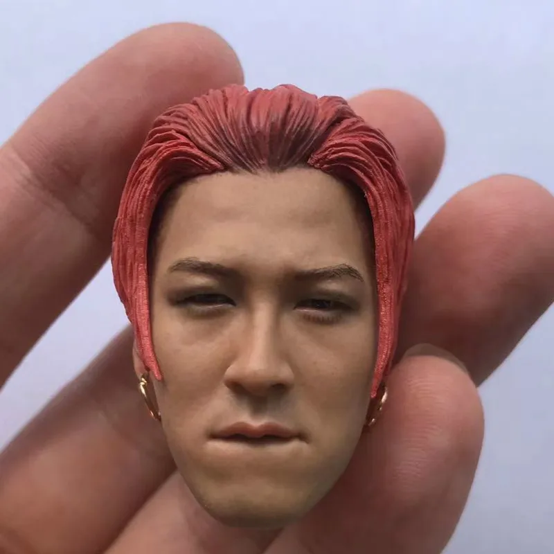 1/6 масштаб Bigbang голова лепить красные волосы с серьгами Корея Красивая голова модель для 12 дюймов фигурка игрушка