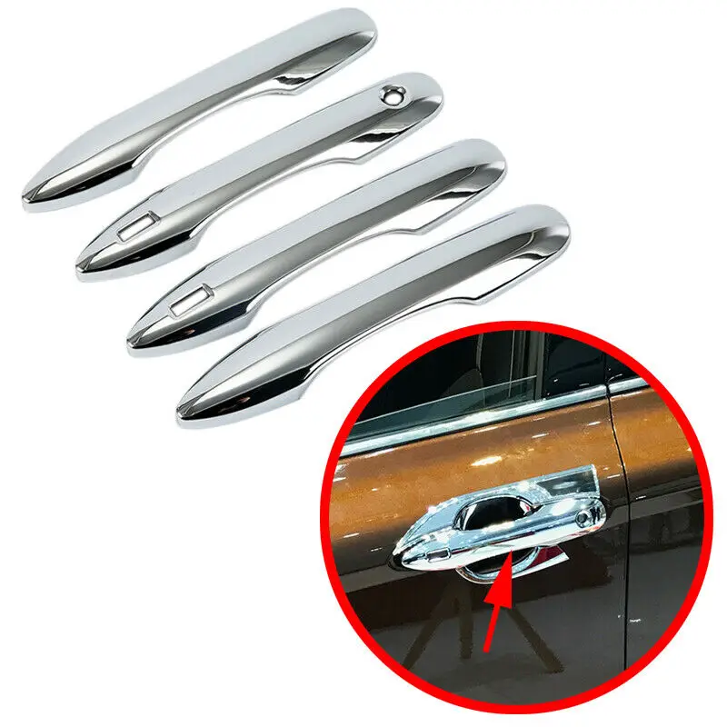 Car Chrome Accessories Side Door Handle With 2 Smart Keyless Hole Cover Trim Fit For Toyota Camry 2018 2019 2020 | Автомобили и
