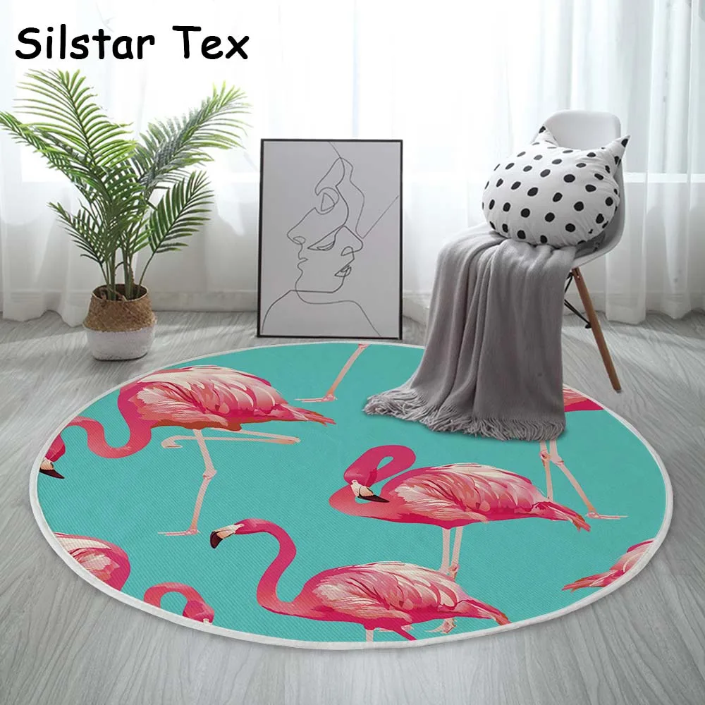 Silstar Tex круглый коврик с фламинго для спальни современный хлопковый напольный