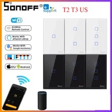 SONOFF – interrupteur WiFi intelligent T2 T3, panneau US, application eWeLink, Module domotique sans fil, commutateur vocal Google Home Alexa