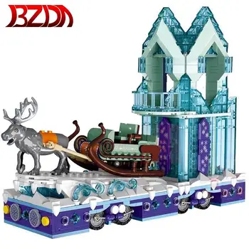 

BZDA 901 Pcs Dream Crystal Parade Float Elsa Ice Snow World Building Model building block girl toys suit Children toys Gif