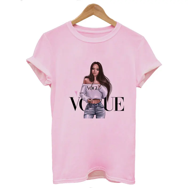 2074-Pink Мода с буквенным принтом Новая мода vadim Лето короткий рукав Повседневная shein Топы Harajuku тренд стиль o-образным вырезом топы для женщин - Цвет: 2074-Pink