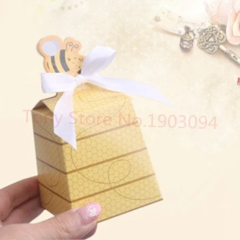 

Birthday party candy box--Cute Type "Sweet as Can Bee!" Mom and Baby Beehive Baby Shower favor box wedding box 100pcs/lot