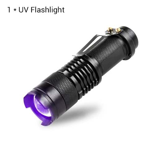 uv flashlight Светодиодный УФ ультрафиолетовый фонарь 365nm 395nm, масштабируемый фокус, мини ультрафиолетовый свет, детектор мочи для животных, Скорпион, охота - Испускаемый цвет: uv flashlight