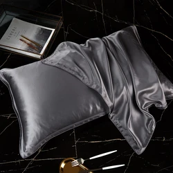 DISANGNI Luxurious Silk & Lyocell Blend Pillowcase for Hair and Skin - Premium Comfort and Breathability (Dark gray)