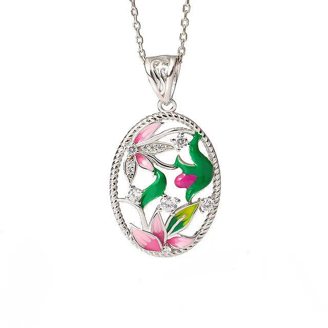 necklace OMHXZJ,, JE28, Модный женский подарок на вечеринку, день рождения, свадьбу, цветок, 925 пробы, серебряное ожерелье+ серьги+ кольцо, ювелирный набор - Цвет камня: necklace