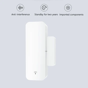 

Smart Window Door Magnet Sensor Security Alarm System Magnetic Switch for Home Burglar WiFi App Notification Alerts Battery