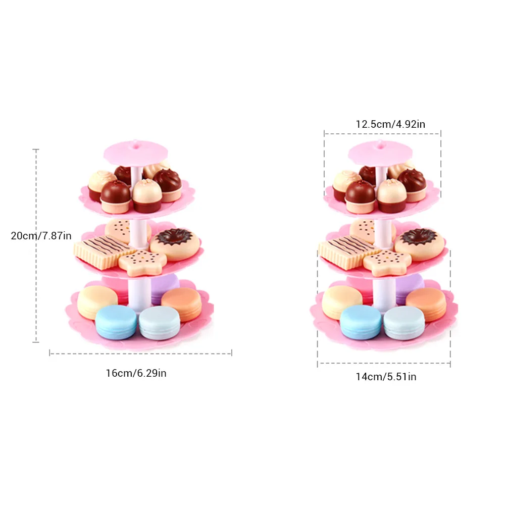 23Pcs Kids Role Play Simulation Birthday Cake Stand Removable Macaron Shelf Early Educational Kids Toy