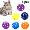 6 uds juguetes para bolas de gatos con Bell jugando masticar juguetes de cero de bola de plástico interactivo juguetes entrenar gatos gato de juguete para mascotas ► Foto 1/6