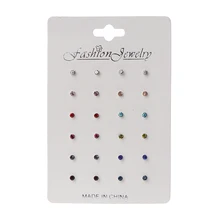 12 пар радужных кубических циркониевых сережек-гвоздики, комплект с камнем рождения, кристаллами, детские ювелирные изделия, Прямая поставка, W2952001