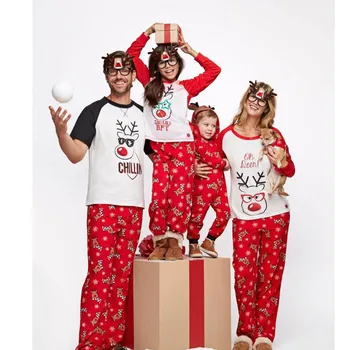 

Christmas Family Pajamas Set Christmas Clothes Parent-child Suit Home Sleepwear New Baby Kid Dad Mom Matching Family Outfits