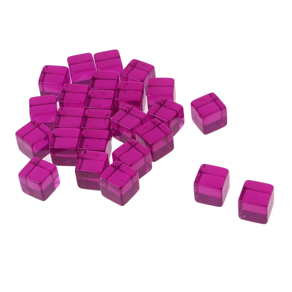 25 Square D6 Dice Six Sided Transparent Gem Dice TRPG for Dungeons & Dragons