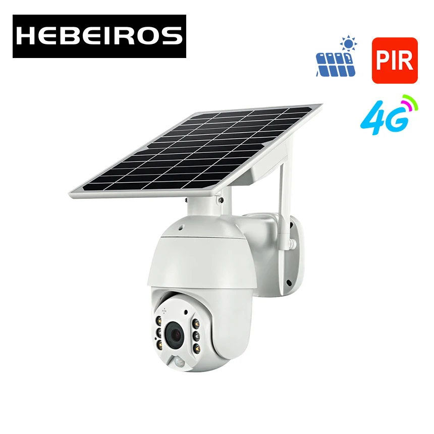 Hebeiros 4G SIM Card WIFI Solar Battery PTZ Camera 1080P Outdoor Waterproof  PIR Alarm Motion Detection P2P CCTV Camera