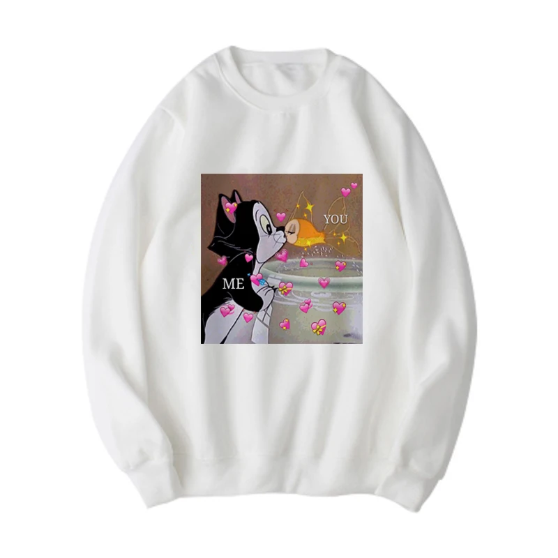 Новая зимняя Толстовка ulzzang Harajuku kawaii с принтом кота Тома и мышонок Джерри, с круглым вырезом, модная Свободная Повседневная Женская толстовка с капюшоном - Цвет: 4