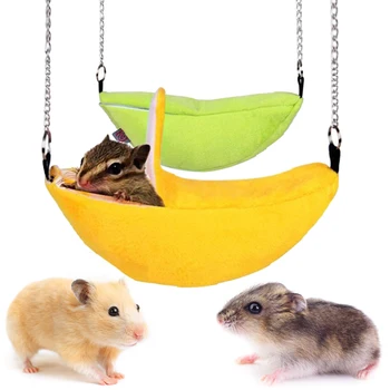

Hamster Cotton Nest Banana Shape House Hammock Bunk Bed House Toys Cage For Glider Hamster Small Animal Bird Pet Supplies
